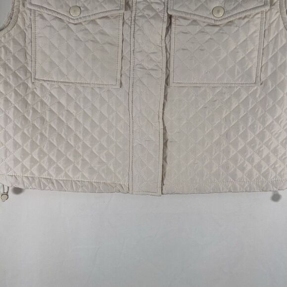BKE Vest Women's Small White Quilted Zip Snap Polyester Turtlneck Pockets - Picture 3 of 9